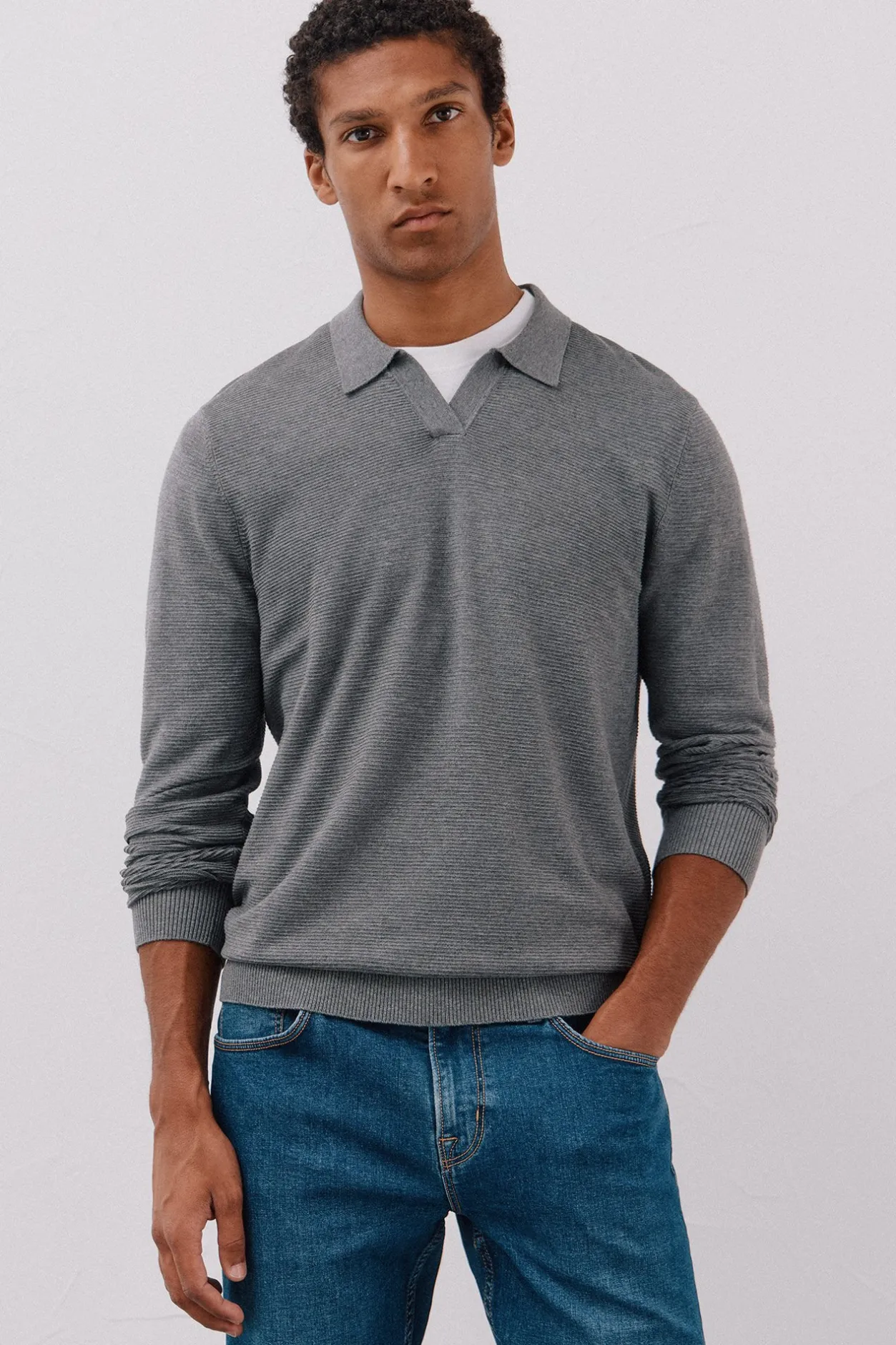 Cortefiel Jersey punto fino Gris Best