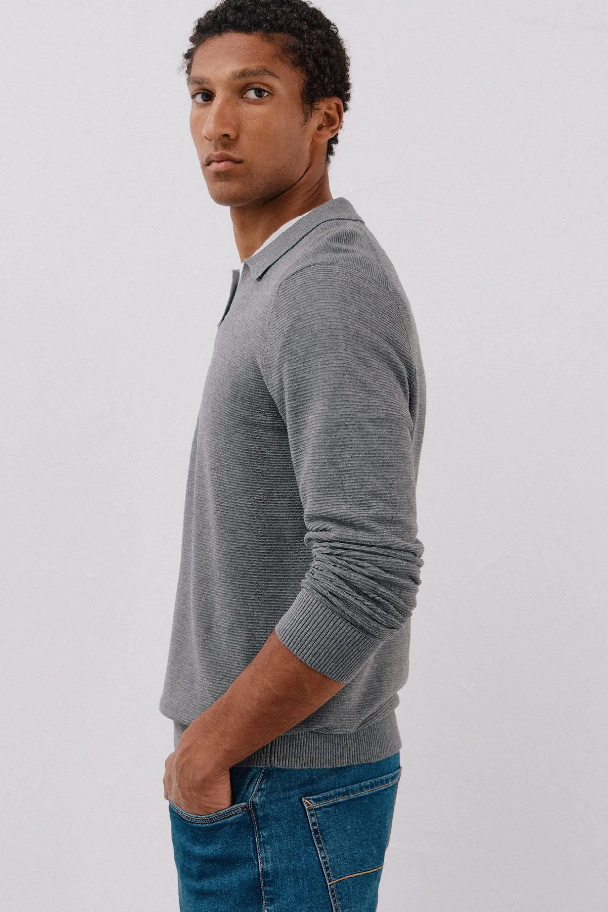 Cortefiel Jersey punto fino Gris Best