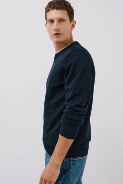 Cortefiel Jersey punto fino algodón cuello redondo Azul marino Best