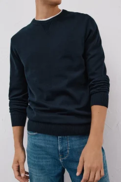 Cortefiel Jersey punto fino algodón cuello redondo Azul marino Best
