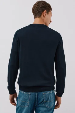 Cortefiel Jersey punto fino algodón cuello redondo Azul marino Best