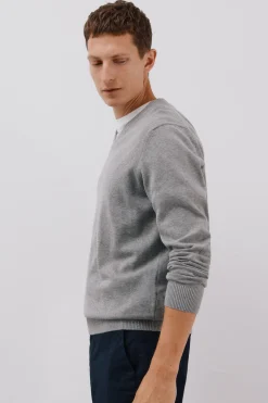 Cortefiel Jersey punto fino algodón cuello pico Gris Clearance