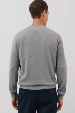 Cortefiel Jersey punto fino algodón cuello pico Gris Clearance