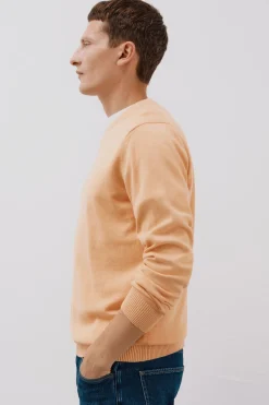 Cortefiel Jersey punto fino algodón cuello redondo Naranja Clearance