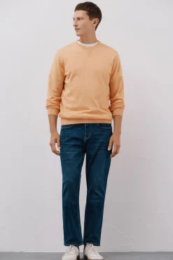 Cortefiel Jersey punto fino algodón cuello redondo Naranja Clearance