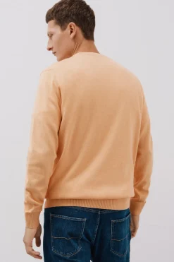 Cortefiel Jersey punto fino algodón cuello redondo Naranja Clearance