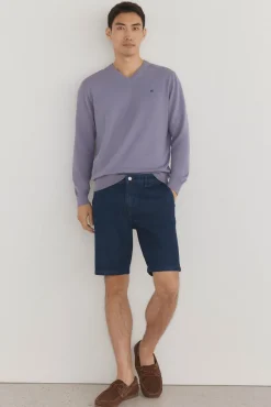 Pedro del Hierro Jersey punto fino algodón premium cuello pico Morado Online