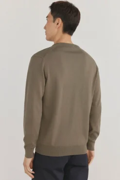 Pedro del Hierro Jersey punto fino algodón premium cuello pico Verde Discount