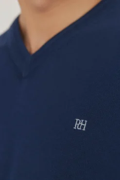 Pedro del Hierro Jersey punto fino algodón premium cuello pico Azul Best