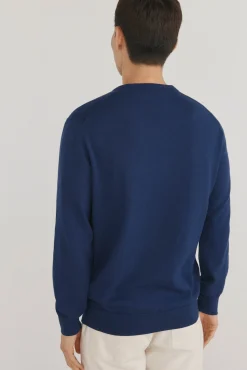Pedro del Hierro Jersey punto fino algodón premium cuello pico Azul Best