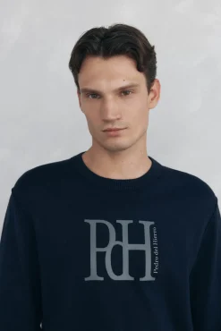 Pedro del Hierro Jersey punto fino big logo Azul Sale