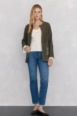 Pedro del Hierro Jersey punto fino canalé volante Crudo Outlet