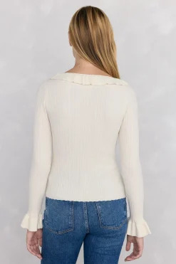 Pedro del Hierro Jersey punto fino canalé volante Crudo Outlet