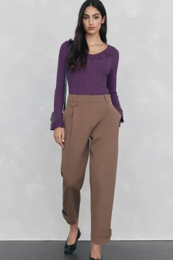 Pedro del Hierro Jersey punto fino canalé volante Morado New