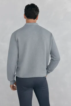 Pedro del Hierro Jersey punto fino cuello polo estructura Gris Clearance