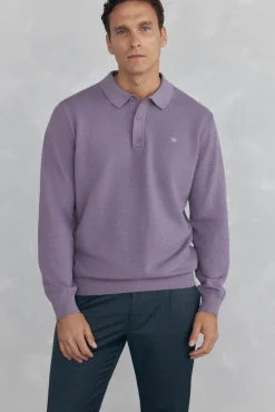 Pedro del Hierro Jersey punto fino cuello polo estructura Morado Hot