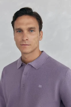 Pedro del Hierro Jersey punto fino cuello polo estructura Morado Hot