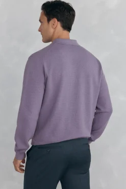 Pedro del Hierro Jersey punto fino cuello polo estructura Morado Hot