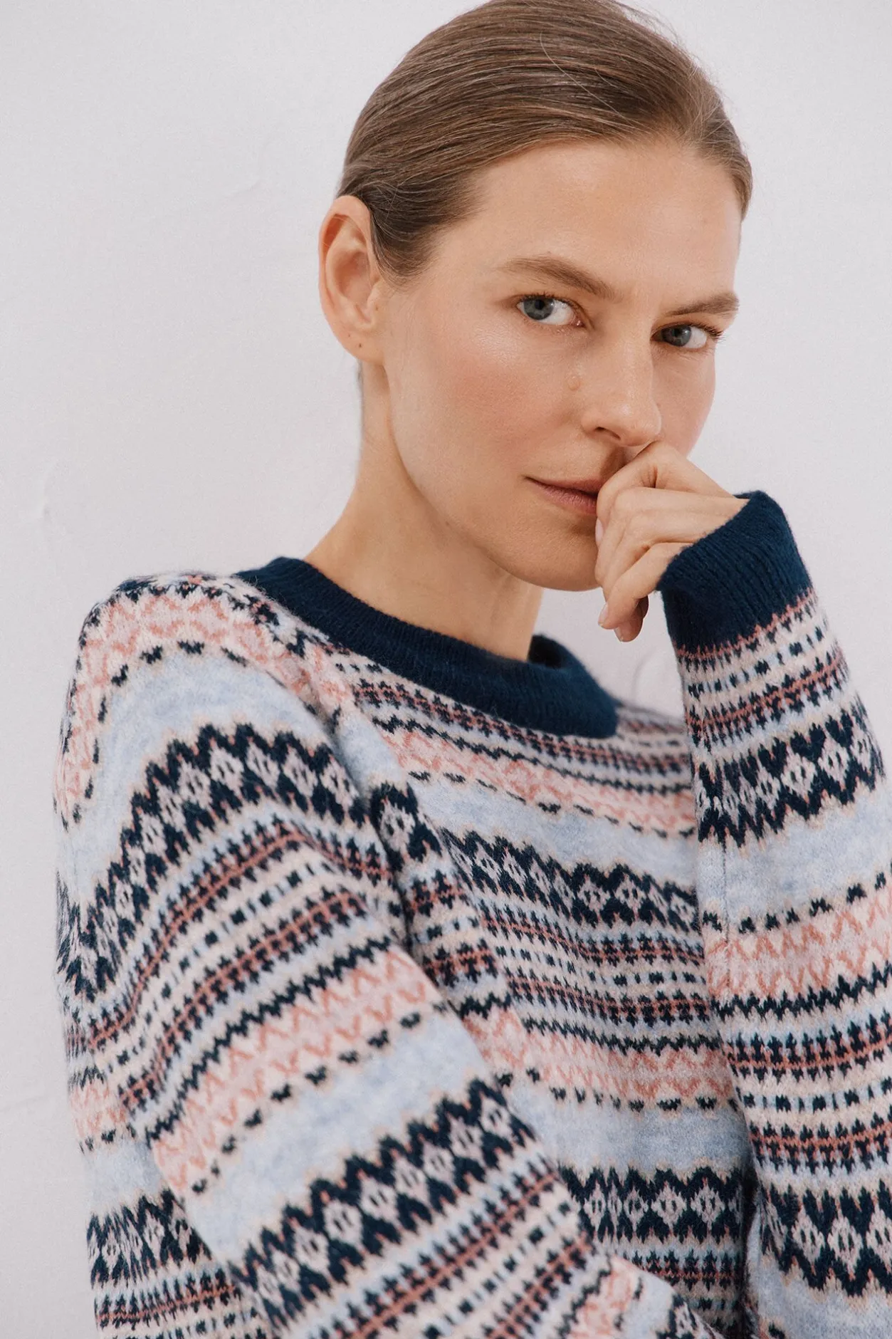 Cortefiel Jersey punto grecas Azul marino Sale