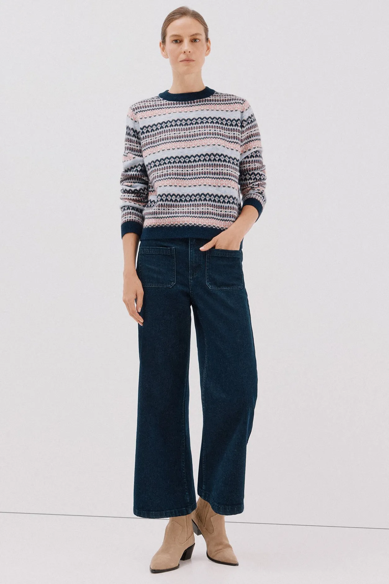 Cortefiel Jersey punto grecas Azul marino Sale