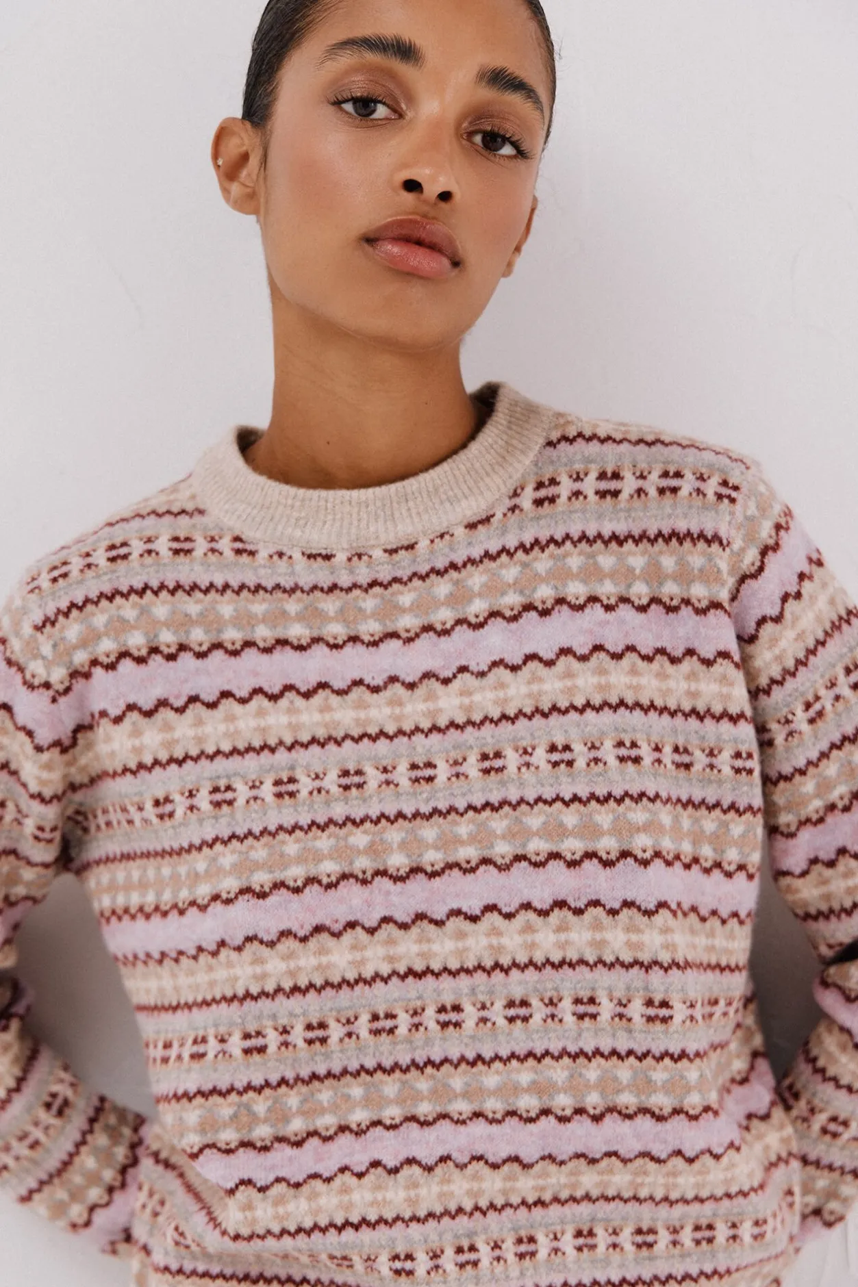 Cortefiel Jersey punto grecas Beige New