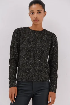 Cortefiel Jersey punto lentejuelas Negro Discount