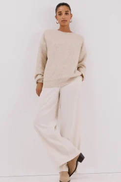 Cortefiel Jersey punto lentejuelas Beige New