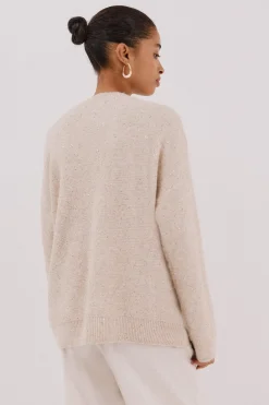 Cortefiel Jersey punto lentejuelas Beige New