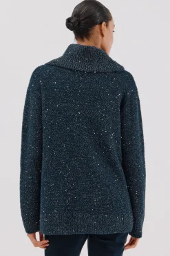 Cortefiel Jersey punto lentejuelas Azul marino