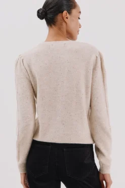 Cortefiel Jersey punto lentejuelas Beige Sale