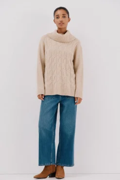 Cortefiel Jersey punto lentejuelas Beige New