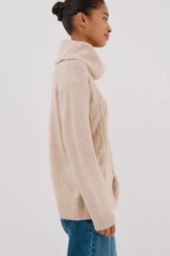 Cortefiel Jersey punto lentejuelas Beige New