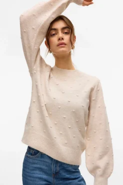 Vero Moda Jersey punto lunares con textura Beige Discount