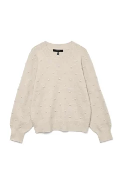 Vero Moda Jersey punto lunares con textura Beige Discount