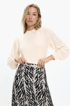 Vero Moda Jersey punto manga efecto encaje Beige Outlet