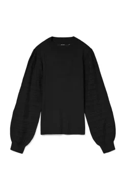 Vero Moda Jersey punto manga efecto encaje Negro New