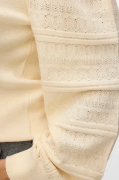 Vero Moda Curve Jersey punto manga encaje talla grande Beige Best