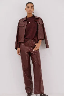 Cortefiel Jersey punto perlas Granate Best