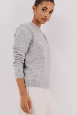 Cortefiel Jersey punto perlas Gris Outlet