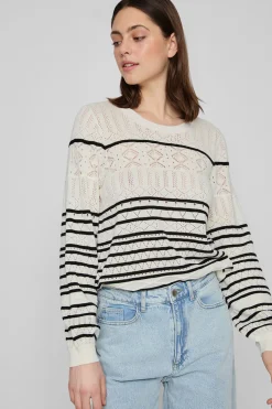 Vila Jersey punto pointelle de algodón orgánico Blanco Sale