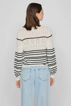 Vila Jersey punto pointelle de algodón orgánico Blanco Sale