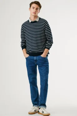 Pepe Jeans Jersey Punto Rayas Fit Regular azul Outlet