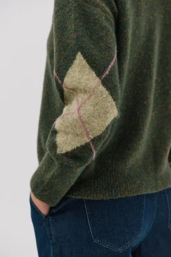 Cortefiel Jersey punto rombos Verde Discount