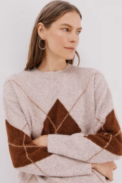 Cortefiel Jersey punto rombos Beige Outlet