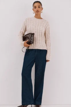 Cortefiel Jersey punto torzales Marfil Clearance