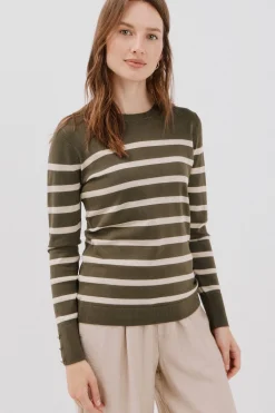 Cortefiel Jersey rayas Kaki Discount