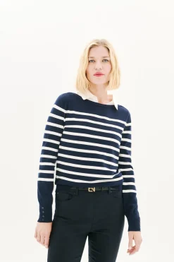 Caroll Jersey rayas Azul marino Best