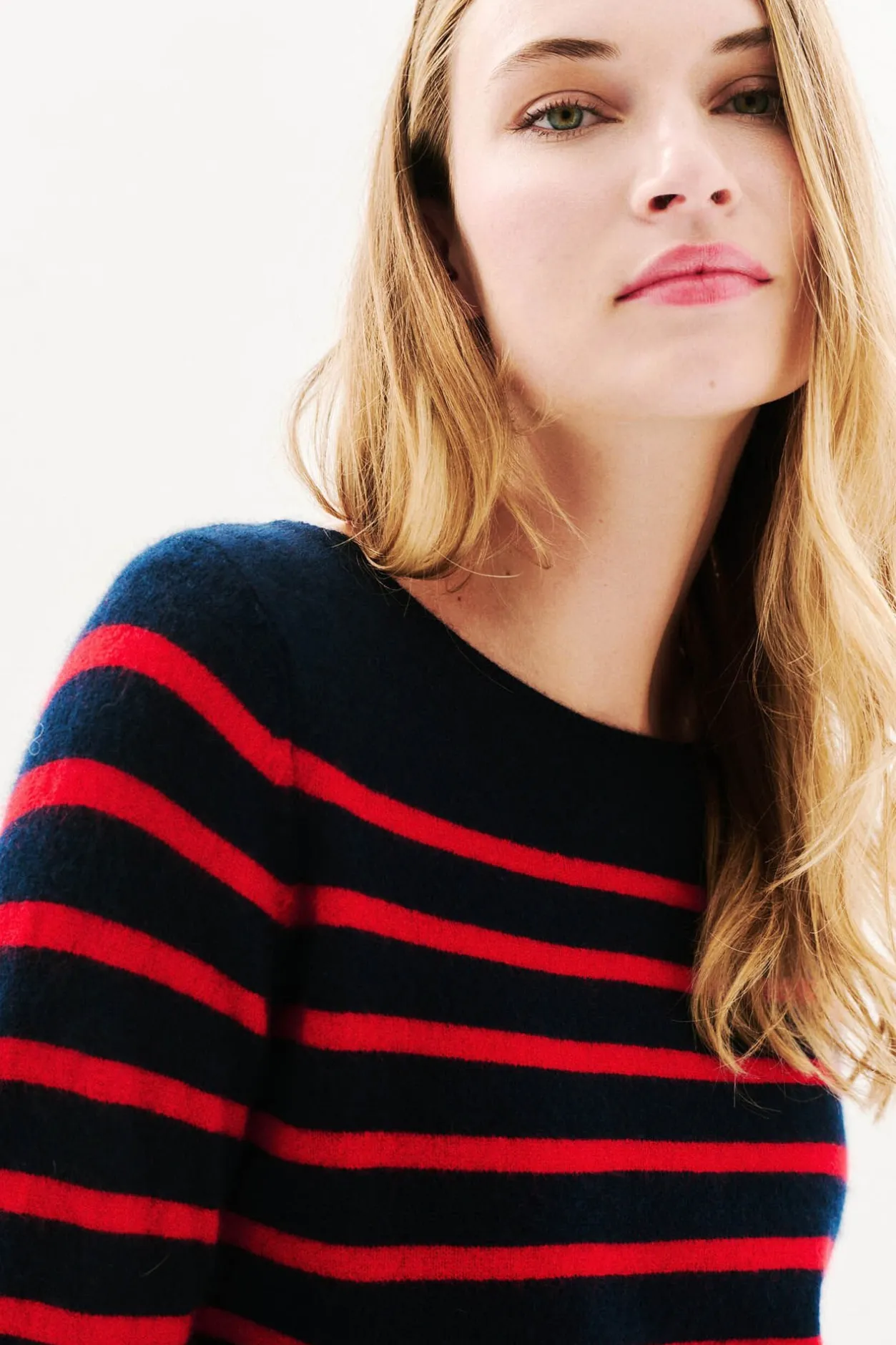 Caroll Jersey rayas 100% cachemira Azul marino Hot