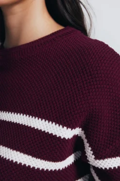 Springfield Jersey rayas algodón burdeos Outlet