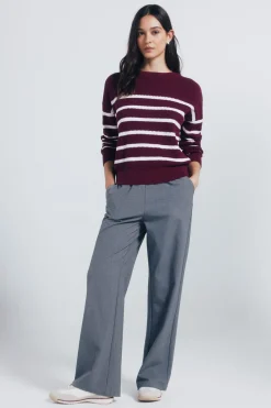 Springfield Jersey rayas algodón burdeos Outlet